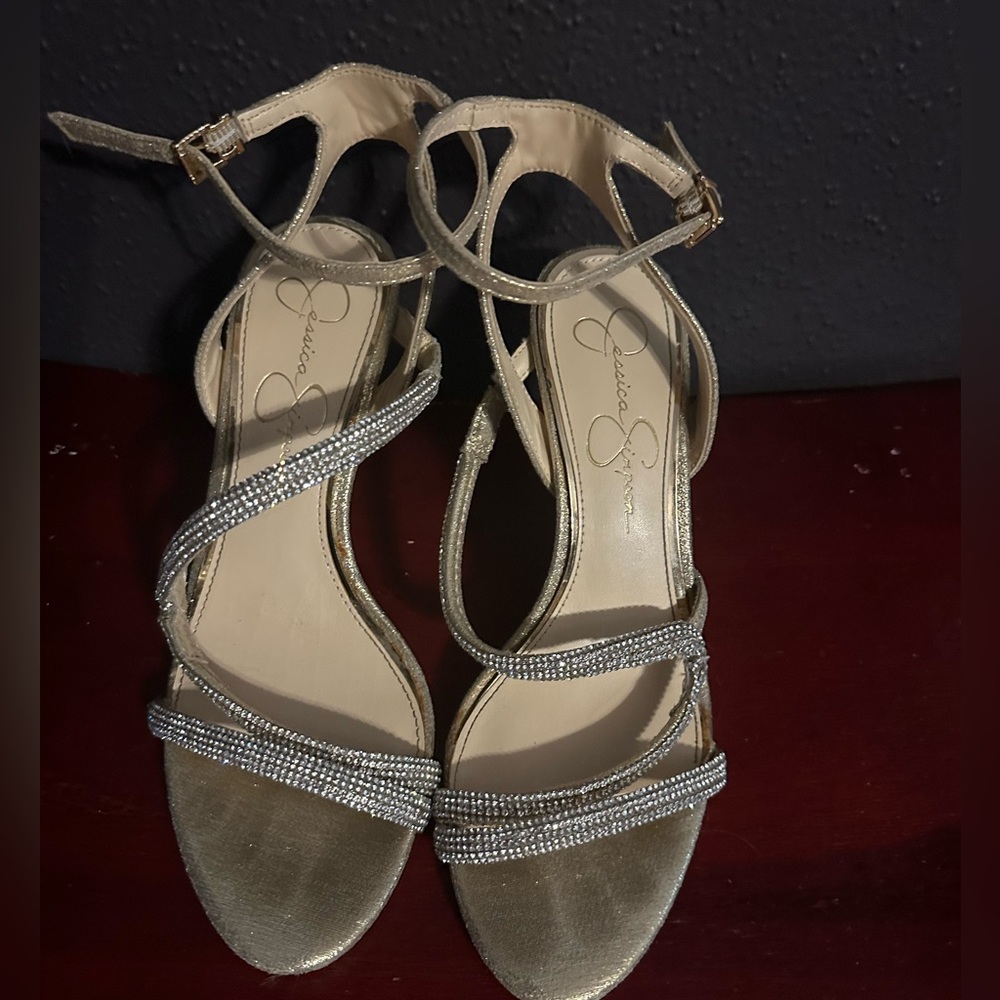 Size 8 Jessica Simpson sparkling, strap heels